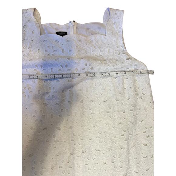 TALBOTS White Cotton Scalloped Lace Eyelet Sleeveless Dress Women's Petite 16P - Picture 4 of 5